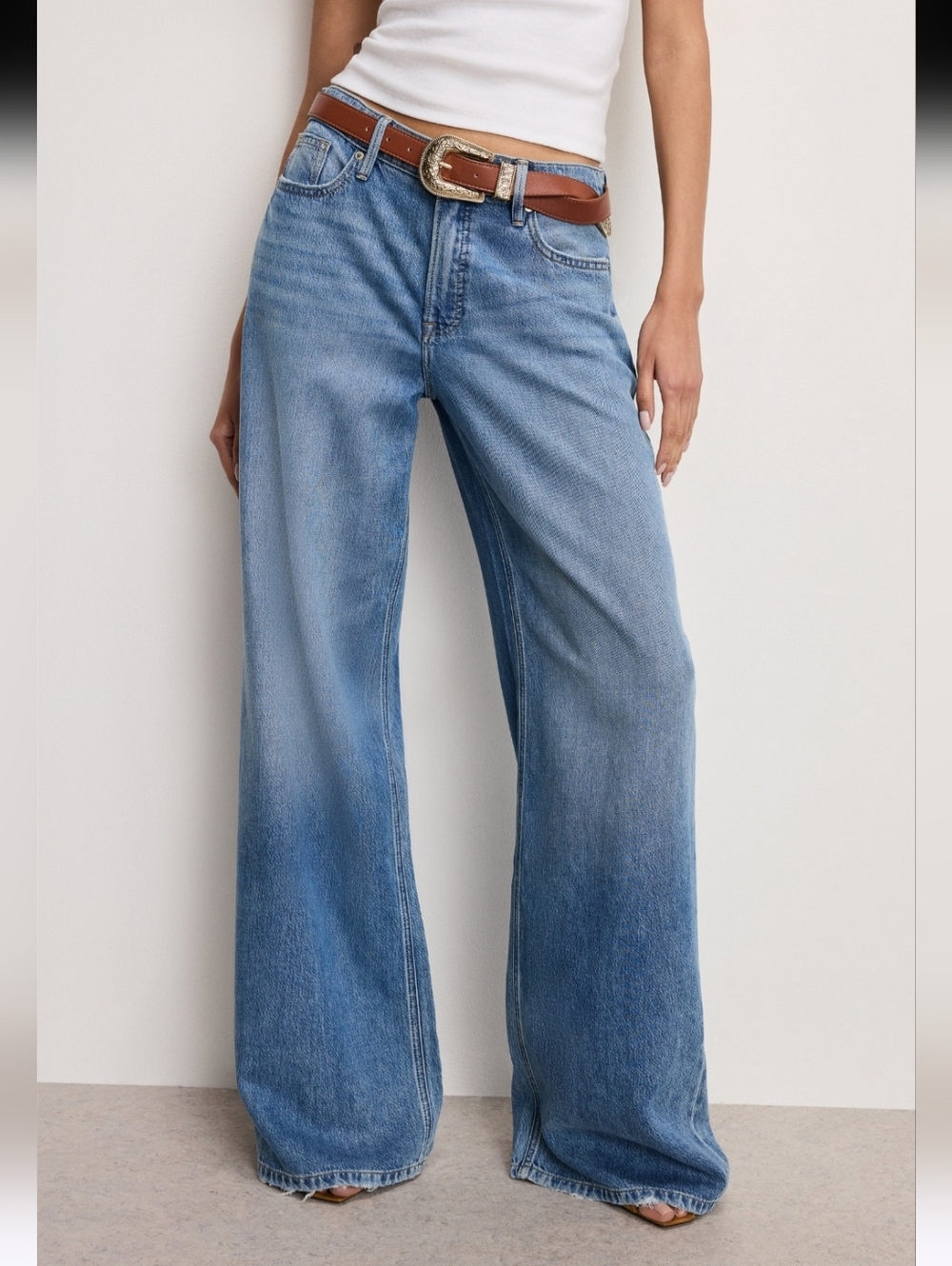 Good American Weightless Good Ease Jeans 27 Wide Leg Mid Rise Indigo961 NWT $174